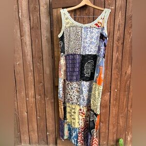 Vintage Boho Hippie Chic Patchwork Maxi Dress